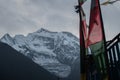 Snow-covered peak trekking Annapurna circuit