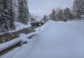 Snow Covered Pedestrian Bridge at Lake Louise Royalty Free Stock Photo