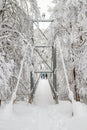 Snow-covered pedestrian bridge in winter Royalty Free Stock Photo