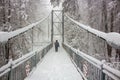 Snow-covered pedestrian bridge in winter Royalty Free Stock Photo