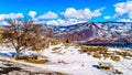 Snow Covered Picnic Area at Kamloops Lake in central British Columbia, Canada Royalty Free Stock Photo