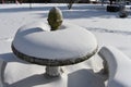 Snow covered picnic table Royalty Free Stock Photo