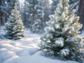 Snow covered pine trees in the forest. Winter landscape. Royalty Free Stock Photo