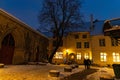 snow covered place in the old town of Tallinn in advent time Royalty Free Stock Photo