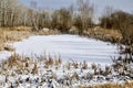 A Snow Covered Pond Displays the Serenity of a Minnesota Winter Royalty Free Stock Photo