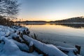 Snow-covered Princely Hohenzollern Park Krauchenwies and Ablacher See Royalty Free Stock Photo