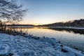 Snow-covered Princely Hohenzollern Park Krauchenwies and Ablacher See Royalty Free Stock Photo