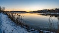 Snow-covered Princely Hohenzollern Park Krauchenwies and Ablacher See Royalty Free Stock Photo