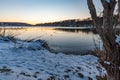 Snow-covered Princely Hohenzollern Park Krauchenwies and Ablacher See Royalty Free Stock Photo