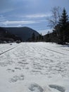 Snow covered railroad Newhampshire Royalty Free Stock Photo