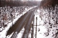 Snow-covered railway and forest Royalty Free Stock Photo