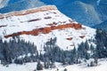 Snow covered red butte in winter Wyoming Royalty Free Stock Photo