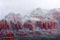 Snow covered red rocks in Sedona, Arizona. Royalty Free Stock Photo