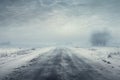Snow Covered Road With Distant Trees Royalty Free Stock Photo