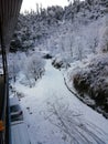 A Snow-covered road in an Indian village