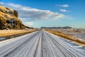 Snow-covered road to infinity