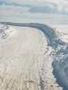 Snow covered road at Zlatibor mountain, empty winter road condition situation