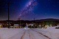 Snow Covered Roads Under the Milkway