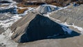 Snow covered rock quarry in winter Royalty Free Stock Photo