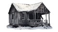 Snow Covered Roof Of A Abandoned Wood Cabin. Isolated Transparent PNG. Swiss Chalet, Adirondack Cabin, Hunting Cabin