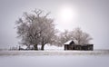 Snow covered rural farmhouse in Winter