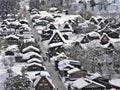 Snow-covered Shirakawago village in winter recorded on February 18, 2022. Beautiful Tradi