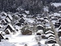 Snow-covered Shirakawago village in winter recorded on February 18, 2022. Beautiful Tradi