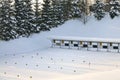 Snow-covered shooting range for biathlon