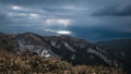 Snow-Covered Slopes on the Bay Royalty Free Stock Photo