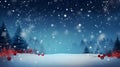 snow covered spruce forest at snowy winter night with red Christmas ball toys under the trees, neural network generated Royalty Free Stock Photo