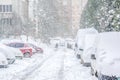 Snow-covered street/ Snowstorm