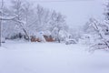 Snow covered streets in Boulder Colorado winter storm Royalty Free Stock Photo