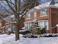 Snow covered suburban houses