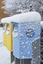 Snow covered Swedish letterboxes Royalty Free Stock Photo