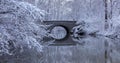 Snow Covered Trees and Stone Bridge Royalty Free Stock Photo