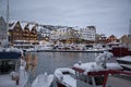Tromso, Norway, harbour at dusk in winter