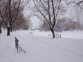 A snow-covered view of the river in Stratford, Ontario. Royalty Free Stock Photo