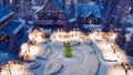 Snow covered village at Christmas night top view Royalty Free Stock Photo