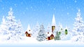 Snow-covered village and forest winter Royalty Free Stock Photo