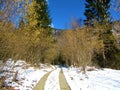 Snow covered winter landscape in Voje valley