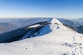 Snow covered winter mountains. Arctic landscape. Colorful outdoor scene, Artistic style post processed photo. Royalty Free Stock Photo