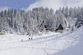 Snow covered winter ski center Royalty Free Stock Photo