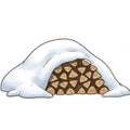 Snow Covered Woodpile Under a Protective Layer of Snow in Winter Season Royalty Free Stock Photo