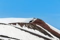 Snow on crater on mount etna