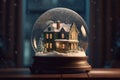 Snow decorative globe glass. Generate Ai Royalty Free Stock Photo