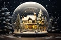 Snow decorative globe glow. Generate Ai Royalty Free Stock Photo