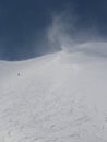 Snow devil whirlwind on mountainside, Niseko, Hokkaido, Japan