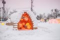 Snow dome and lantern in Aomori winter festival, Japan