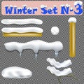 Snow Drift Vector. Icicles, Snowdrift. New Year Winter Ice Texture Element. Realistic Snow Caps. Isolated On Transparent