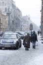 Snow drifts on the streets of St. Petersburg